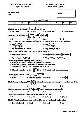 Đề kiểm tra 15 phút phần Mũ và Lôgarit môn Giải tích Lớp 12 - Mã đề 485 - Đặng Việt Đông